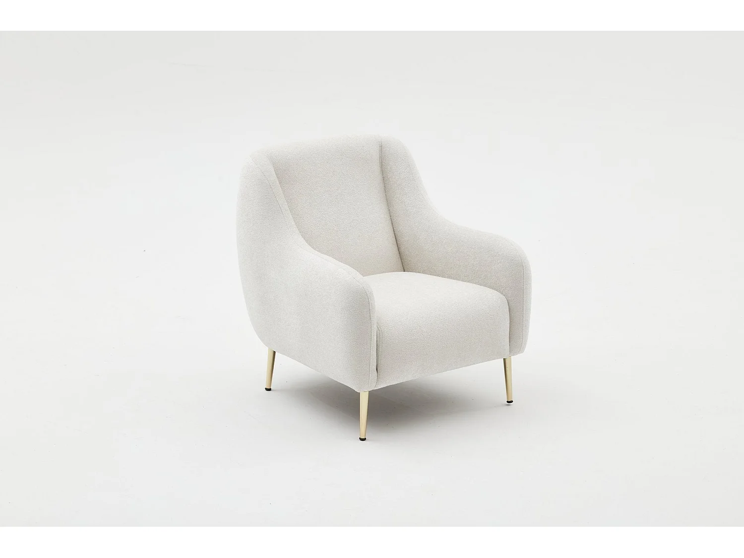 Elegante 1-zits fauteuil – 77x70x77 cm – crème en goud – beukenhout en polyester