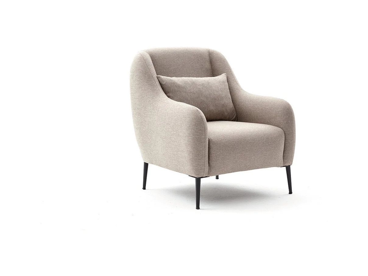 Moderne 1-zits fauteuil – 77 x 70 x 77 cm – crème – beukenhout, antibacteriële stof, 28 DNS schuim
