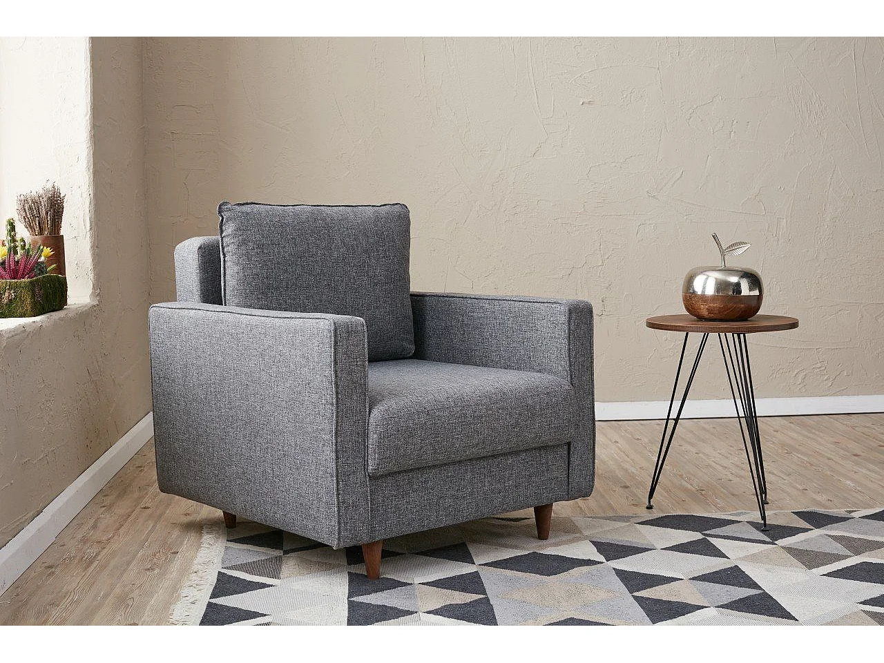 Poltrona moderna de 1 lugar – 85 x 82 x 90 cm – cinza – poliéster