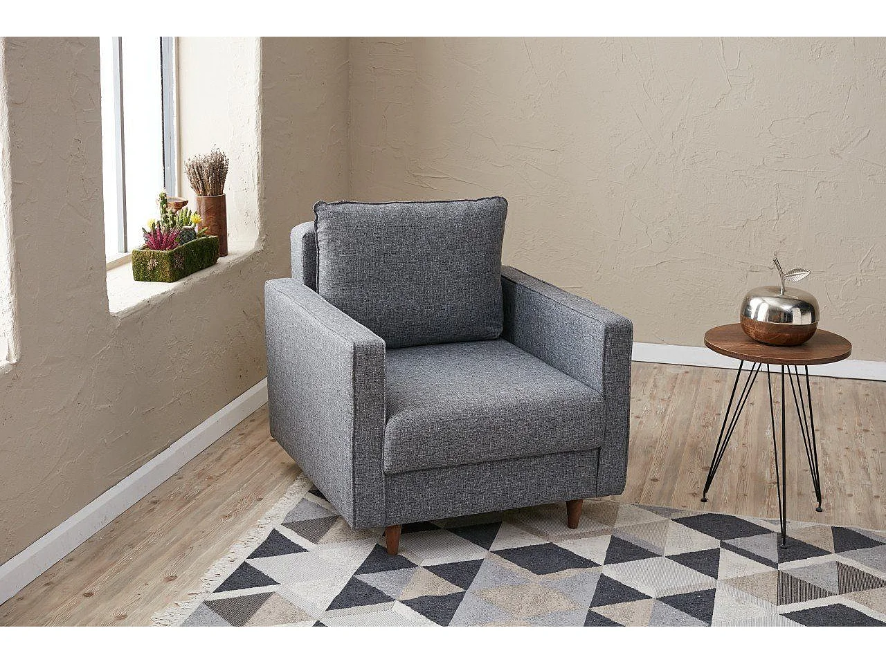 Poltrona moderna de 1 lugar – 85 x 82 x 90 cm – cinza – poliéster