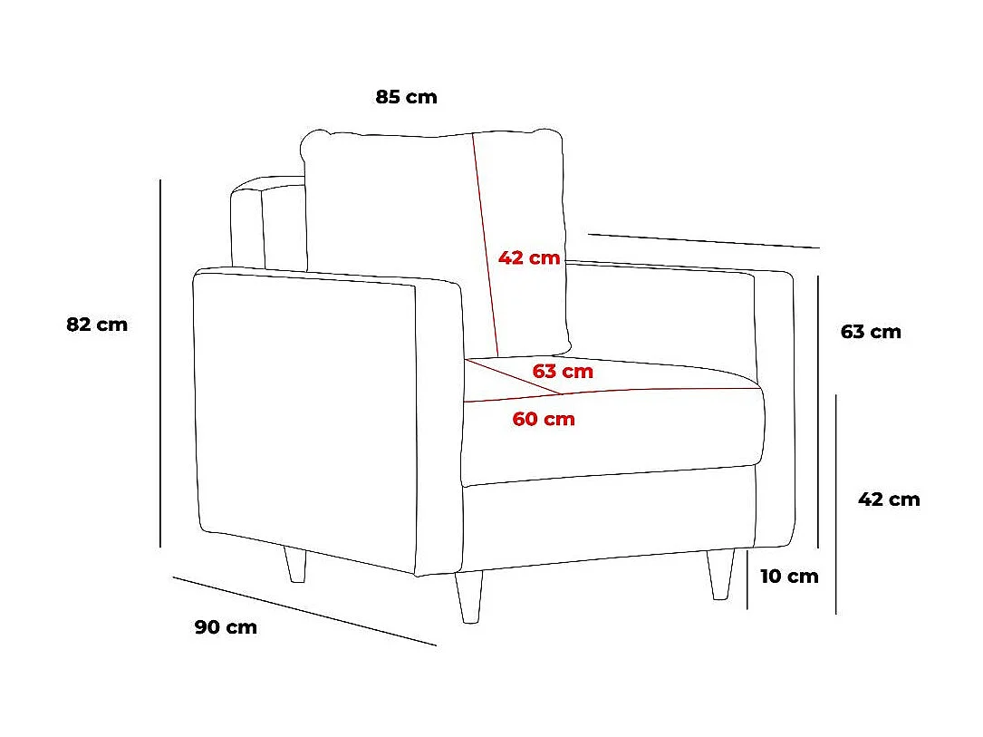 Poltrona moderna de 1 lugar – 85 x 82 x 90 cm – cinza – poliéster