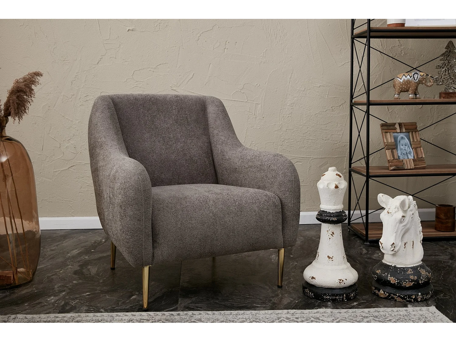 Sillón Altadena 308, Gris, 77x70x70cm, Tapiz, Patas: Metal