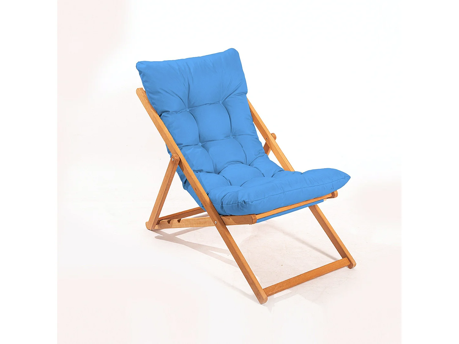 Klappbarer Buchenholz-Liegestuhl Velkar - Blau