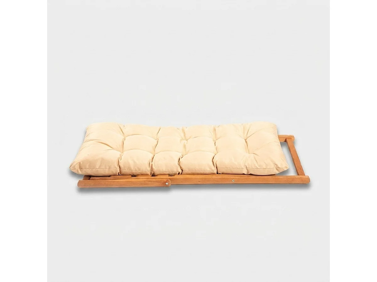 Klappbarer Buchenholz-Liegestuhl Velkar - Creme