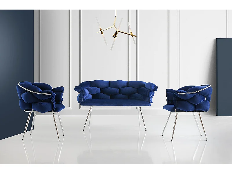 Conjunto de muebles tapizado Kailua 2059, Azul, Tapiz