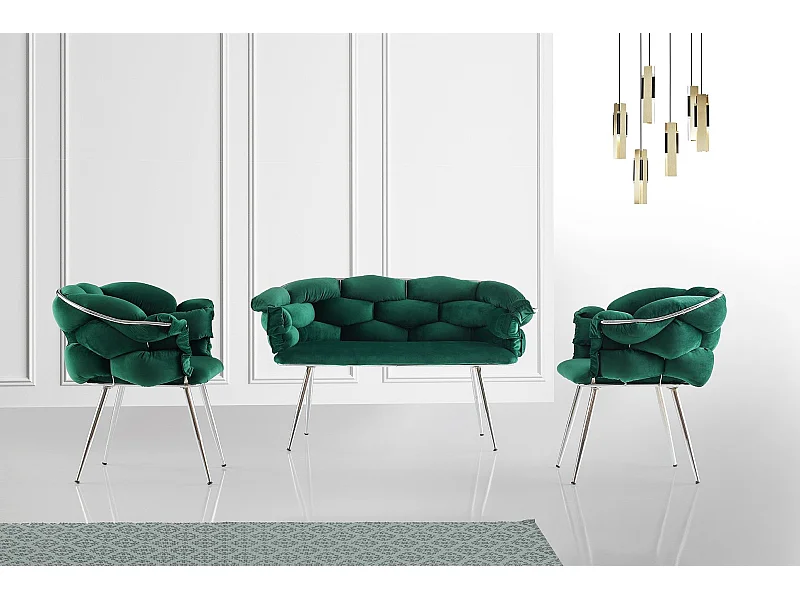 Conjunto de muebles tapizado Kailua 2059, Verde, Tapiz