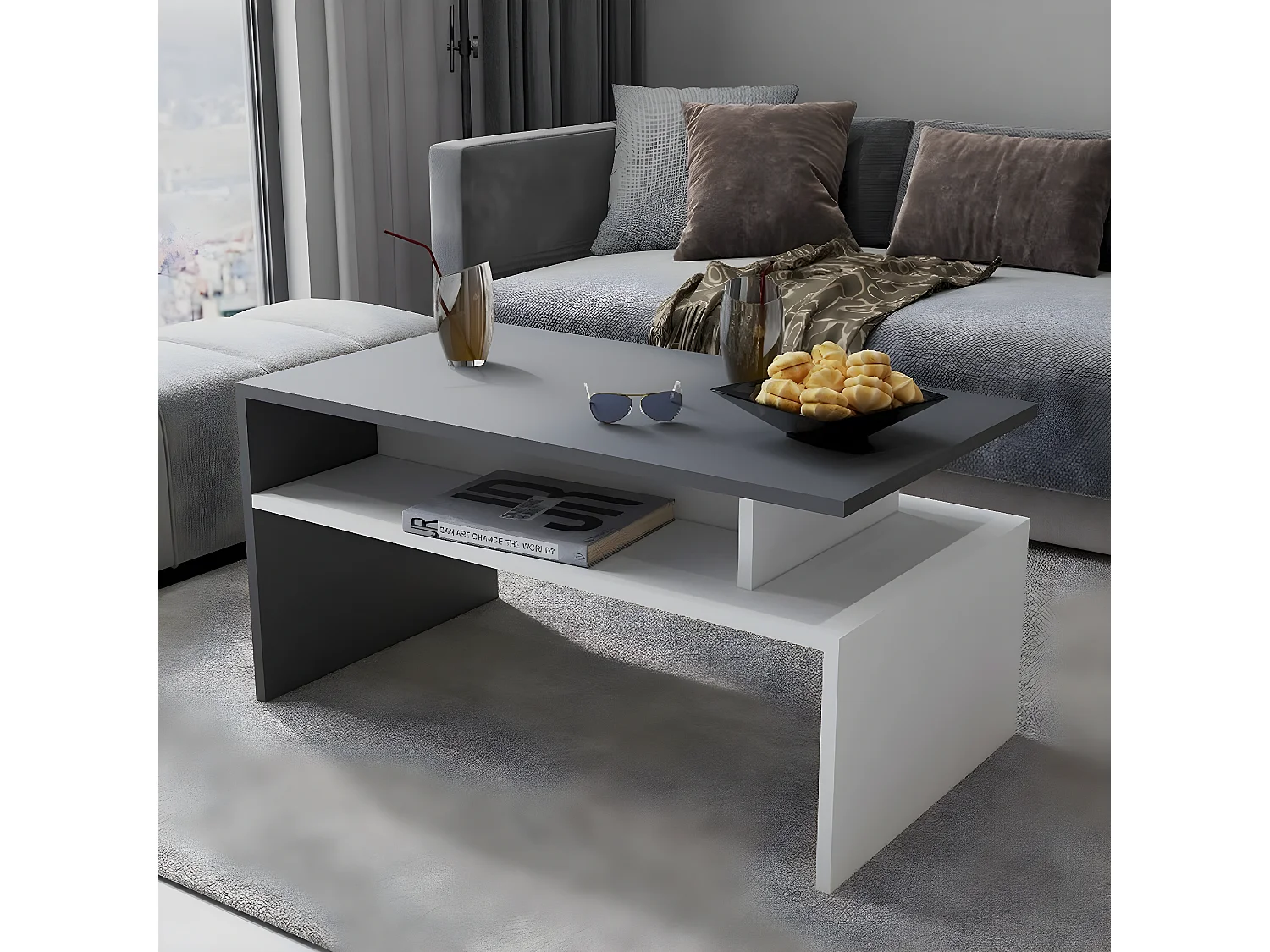 Koffietafel Giulia - Antraciet - 90x50x43 cm - EPIKASA