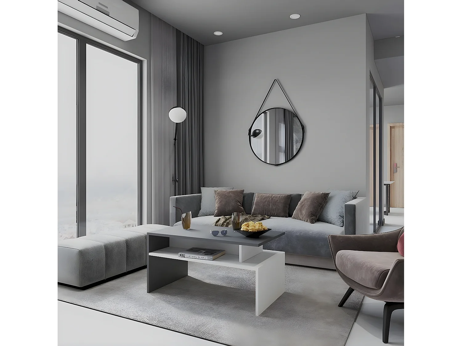 Koffietafel Giulia - Antraciet - 90x50x43 cm - EPIKASA