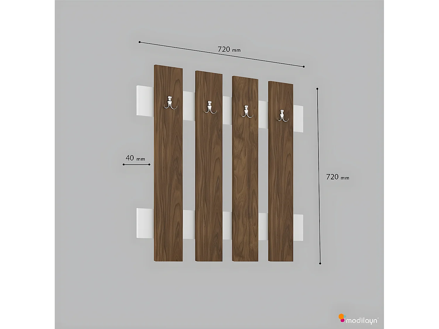 Cabides de Parede Morena, Noz, 72x4x72 cm, EPIKASA