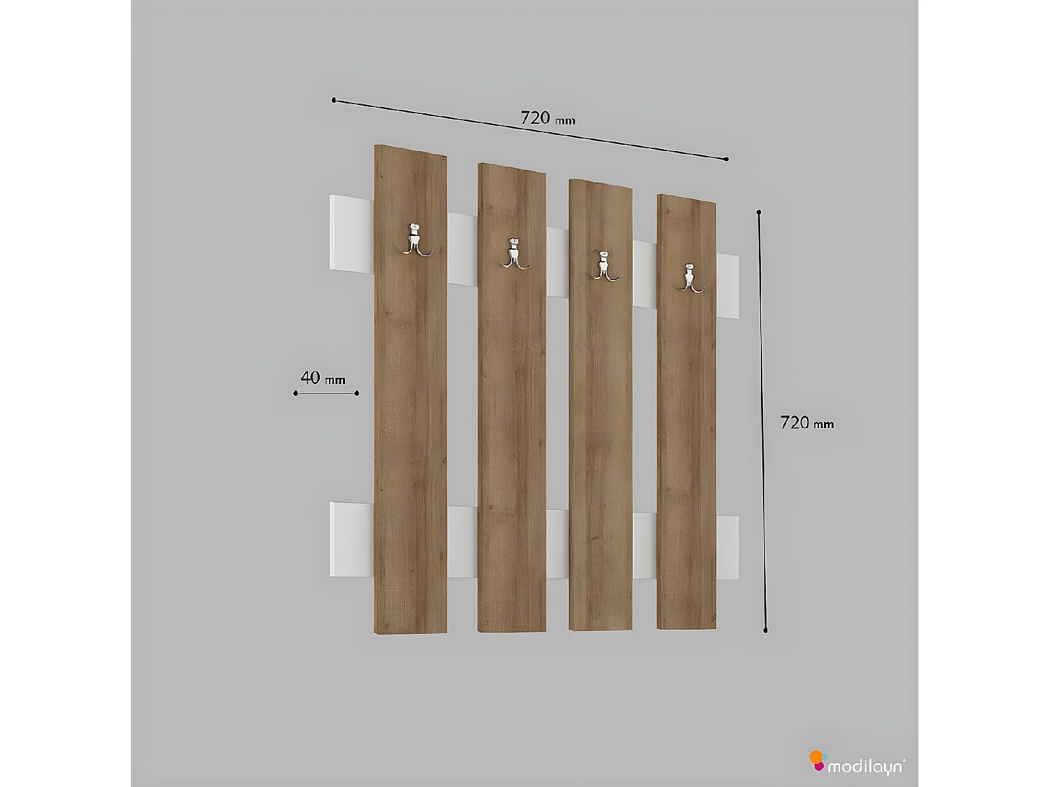 Cabides de Parede Morena, Córdoba, 72x4x72 cm, EPIKASA