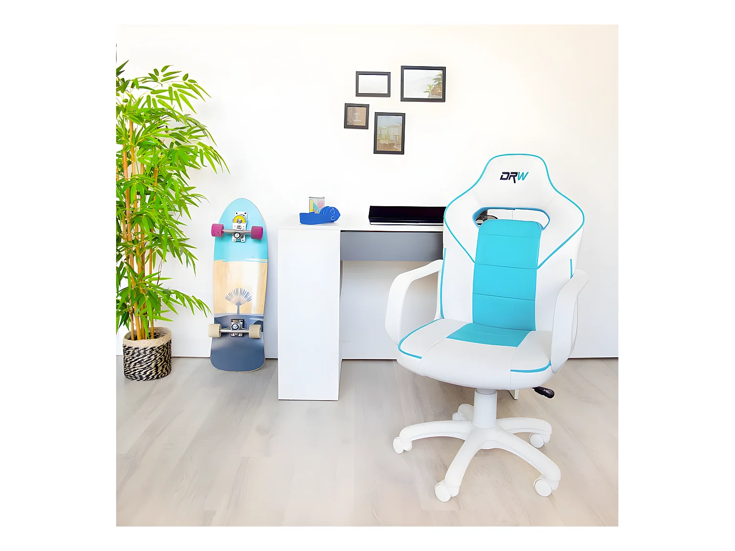 Silla gaming DRW Blanco - Turquesa DRW
