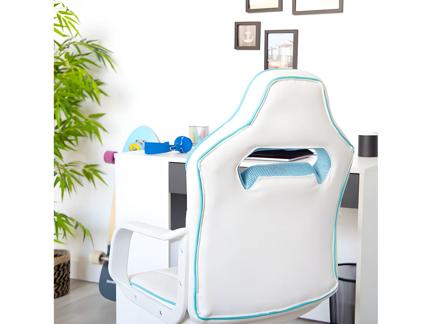 Silla gaming DRW Blanco - Turquesa DRW