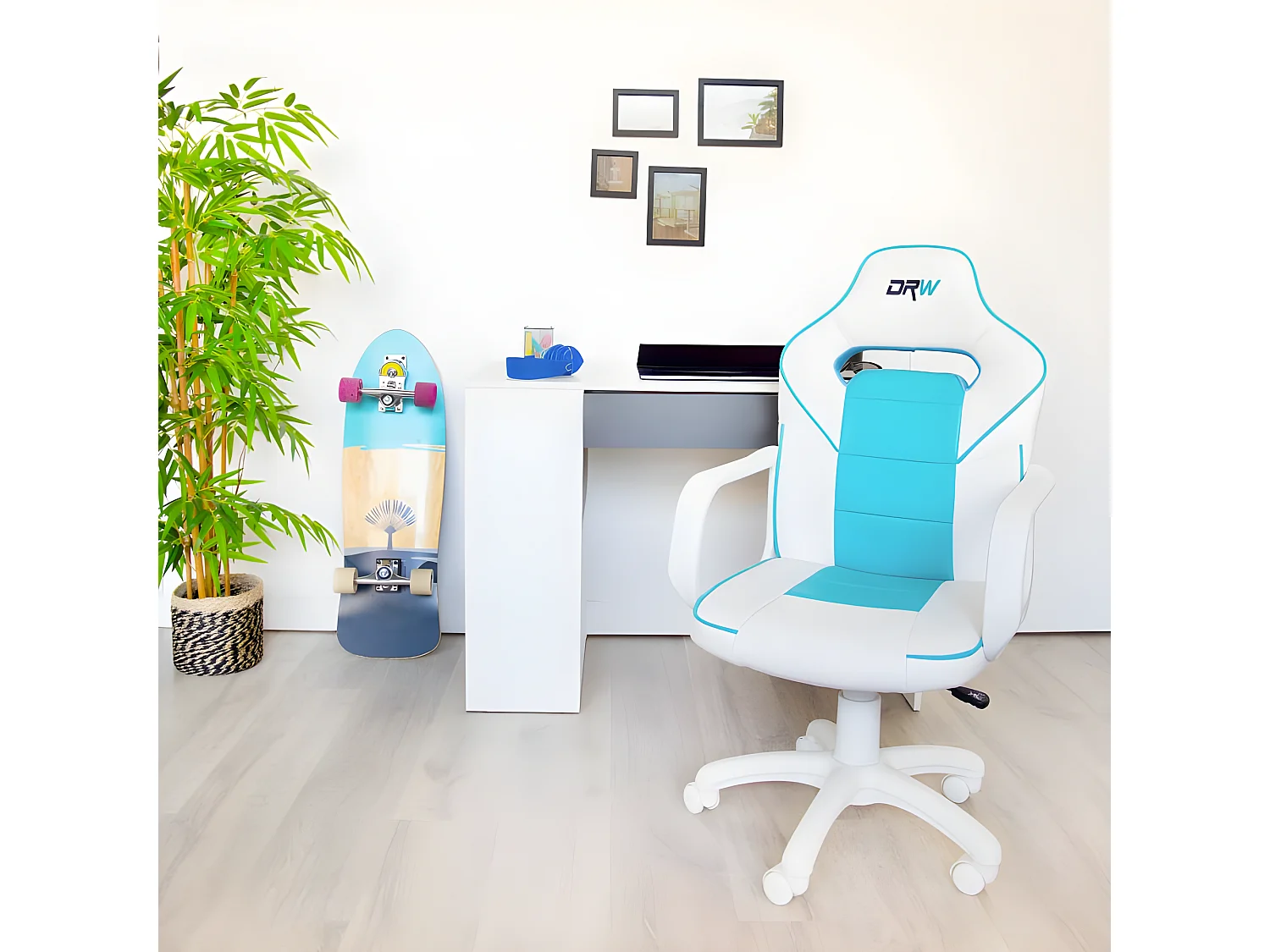 Silla gaming DRW Blanco - Turquesa DRW