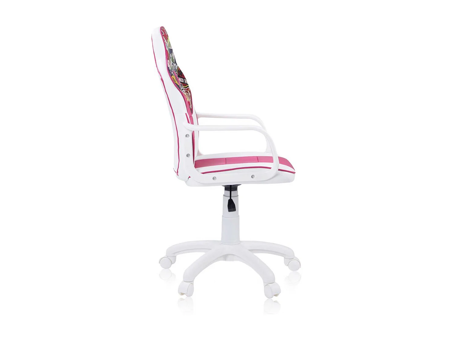 Silla gaming con ruedas y reposabrazos en blanco y rosa 98-109,5 cm DRW Sticker Sticker - Blanco - Rosa DRW