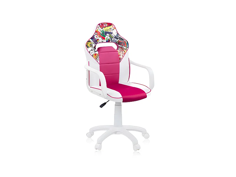 Silla gaming DRW Sticker - Blanco - Rosa DRW