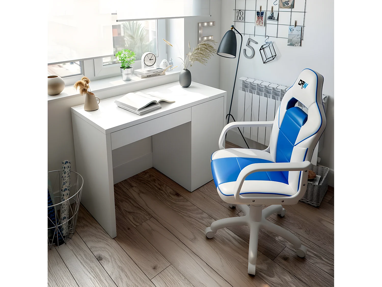 Silla gaming DRW Blanco - Azul DRW