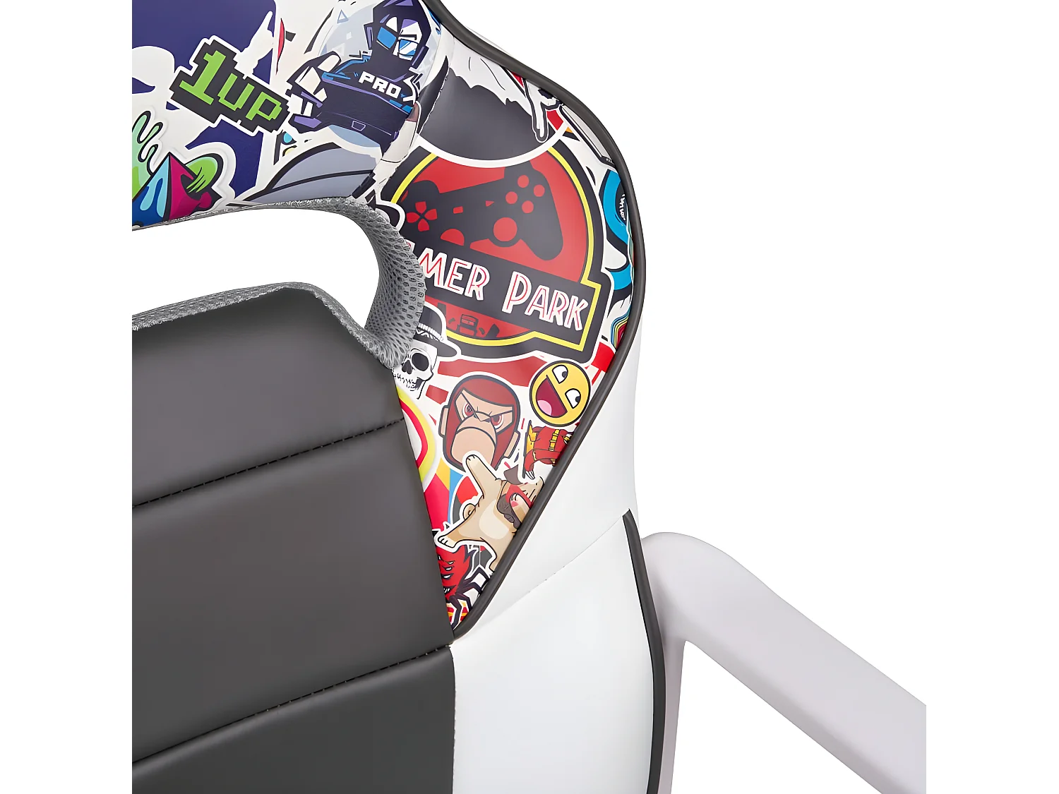 Silla gaming DRW Sticker - Blanco - Gris DRW