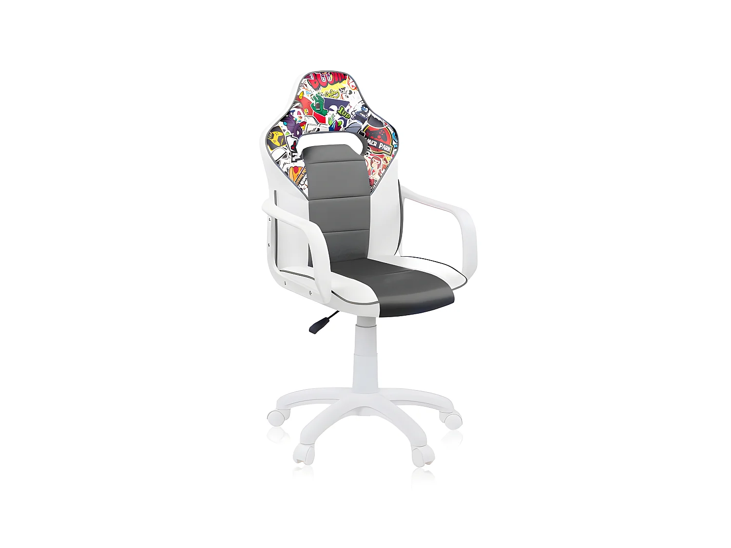 Silla gaming DRW Sticker - Blanco - Gris DRW