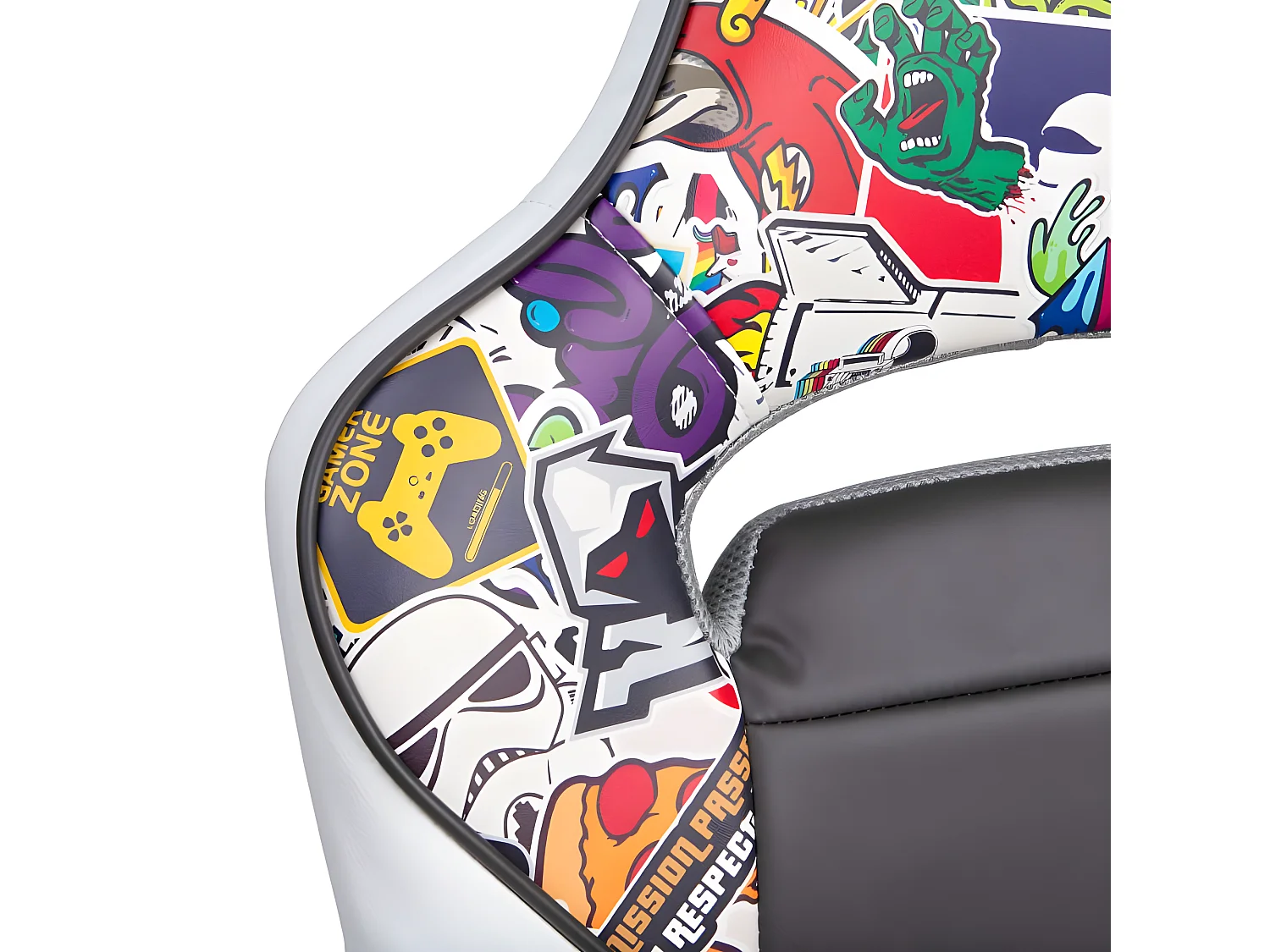 Silla gaming DRW Sticker - Blanco - Gris DRW