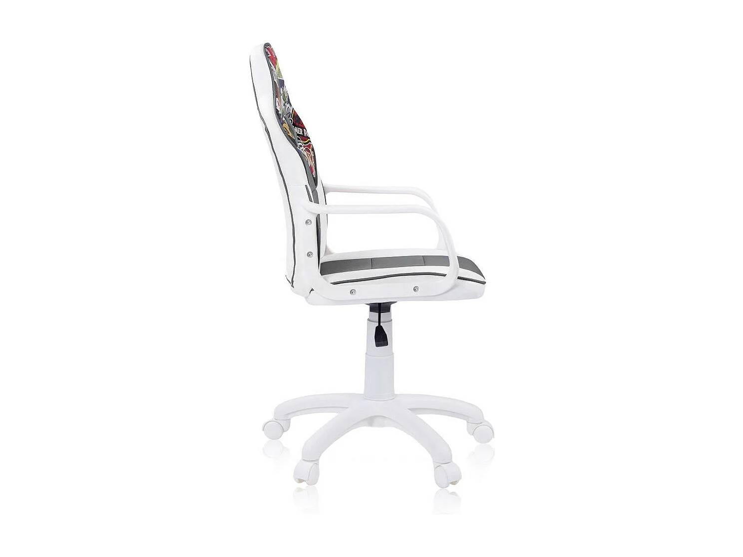 Silla gaming con ruedas y reposabrazos en blanco y gris 98-109,5 cm DRW Sticker Sticker - Blanco - Gris DRW
