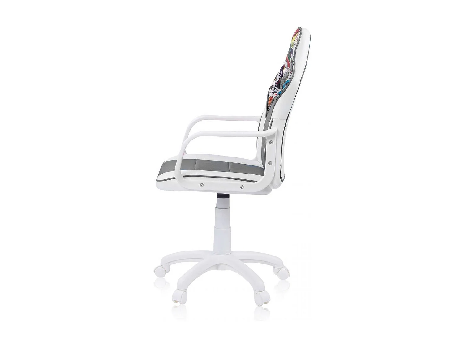 Silla gaming con ruedas y reposabrazos en blanco y gris 98-109,5 cm DRW Sticker Sticker - Blanco - Gris DRW