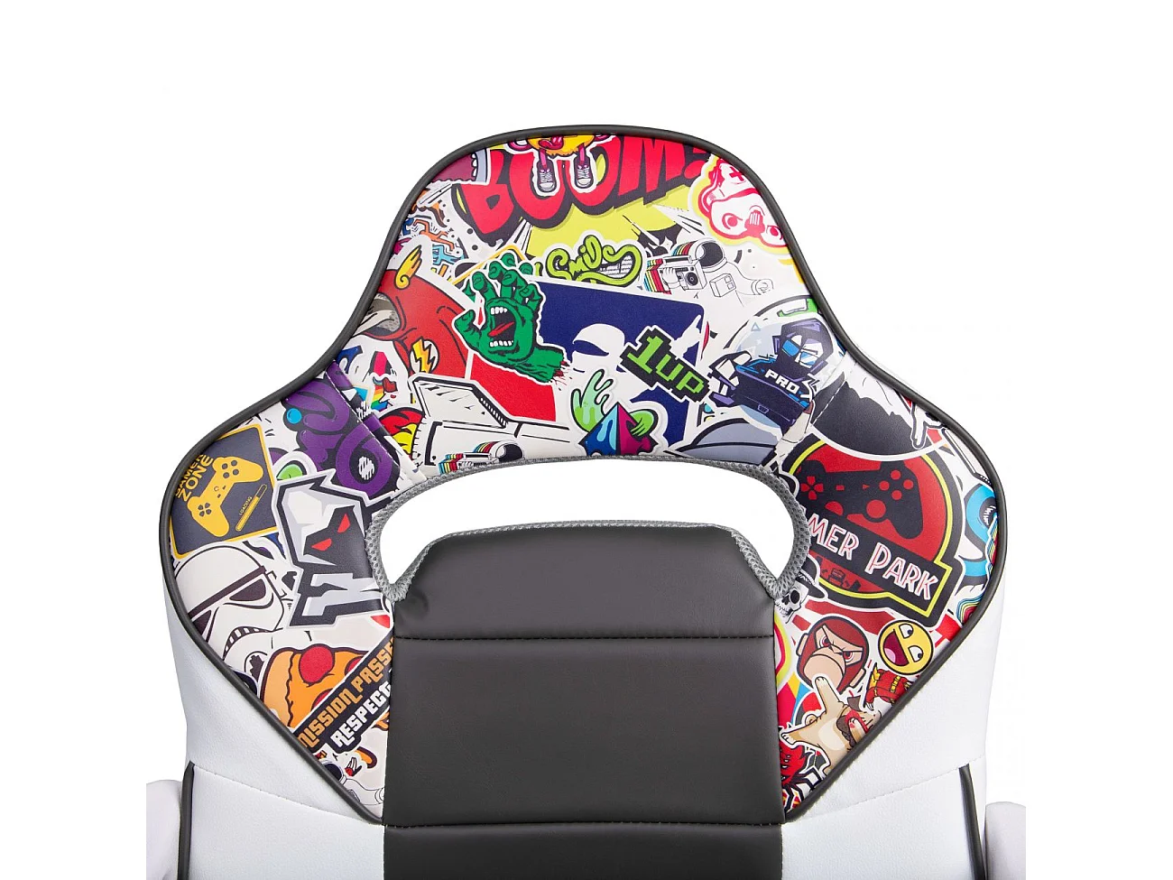 Silla gaming con ruedas y reposabrazos en blanco y gris 98-109,5 cm DRW Sticker Sticker - Blanco - Gris DRW
