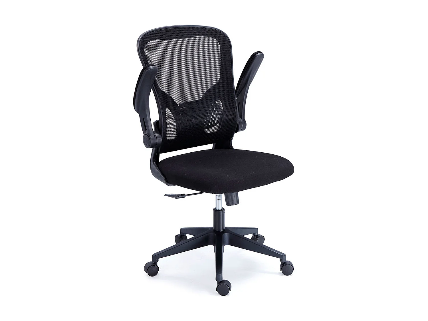 Chaise de bureau pivotante Lexi noire, réglable, accoudoirs, 66 x 108 x 64 cm