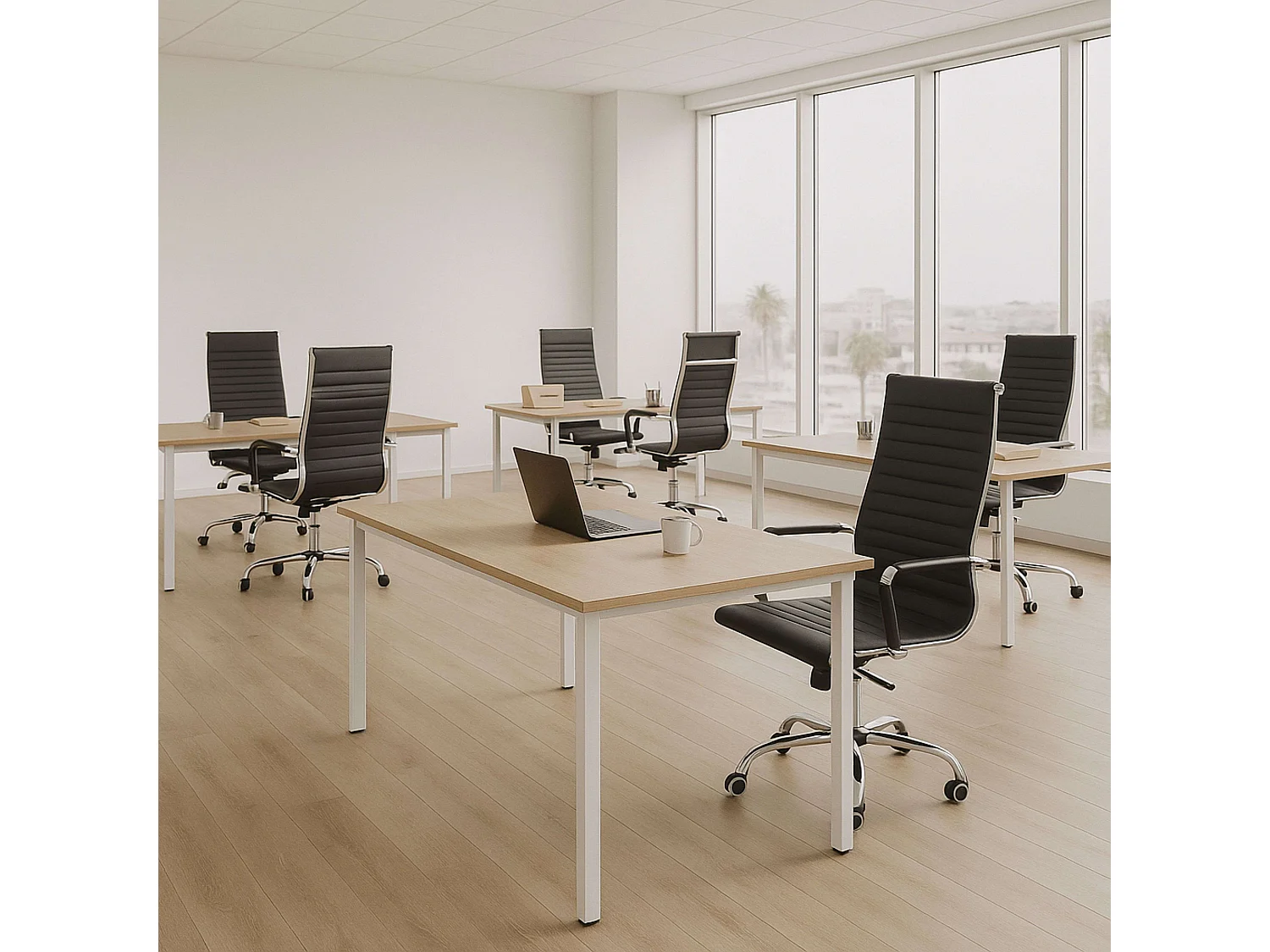 Silla de oficina Letter giratoria símil piel negro 106-116x64x64 cm Adec