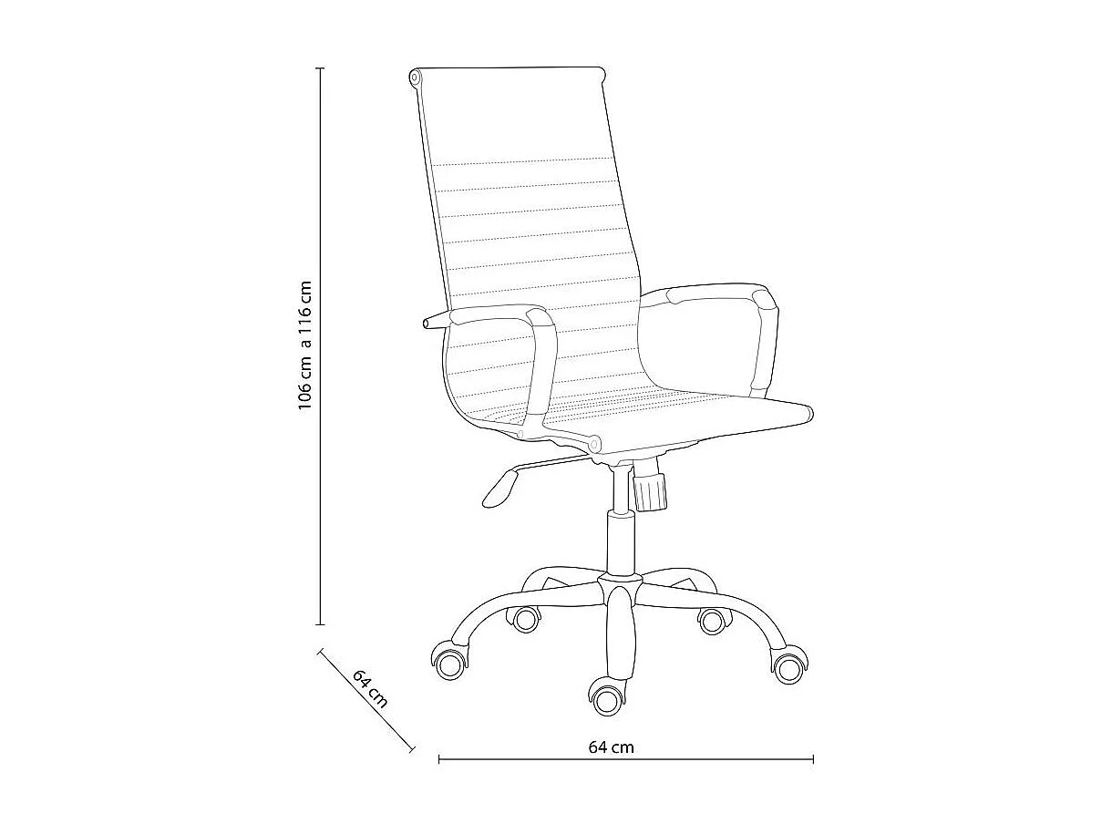 Silla de oficina Letter giratoria símil piel negro 106-116x64x64 cm Adec