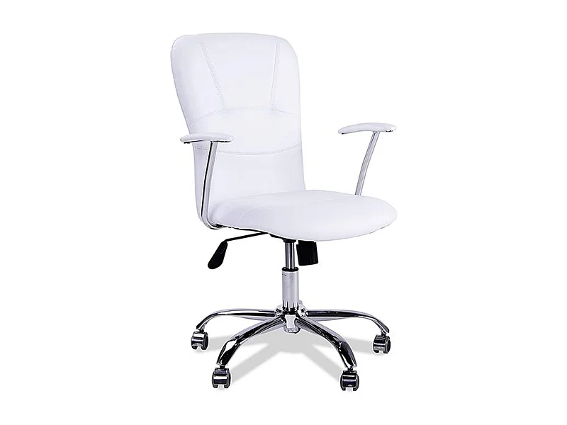 Chaise de bureau en similicuir blanc
