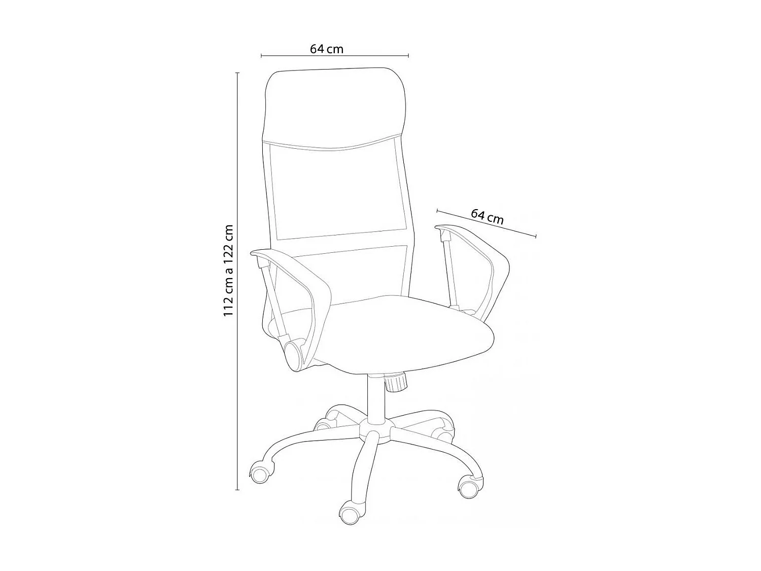 Sillón giratorio Coach altura regulable con reposabrazos negro 112-122x64x64 cm Adec