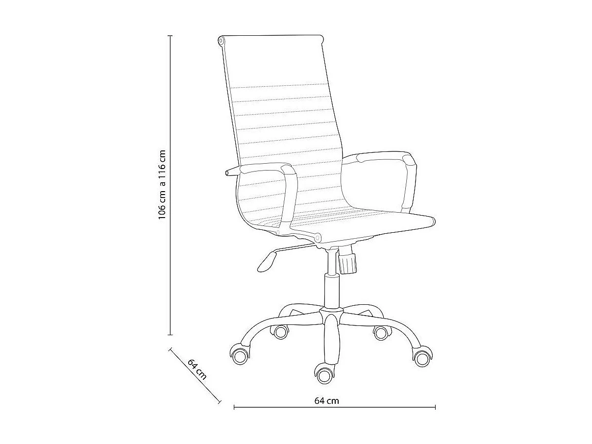 Chaise de bureau Jou White avec roulettes et réglable 64 x 116 x 64 cm
