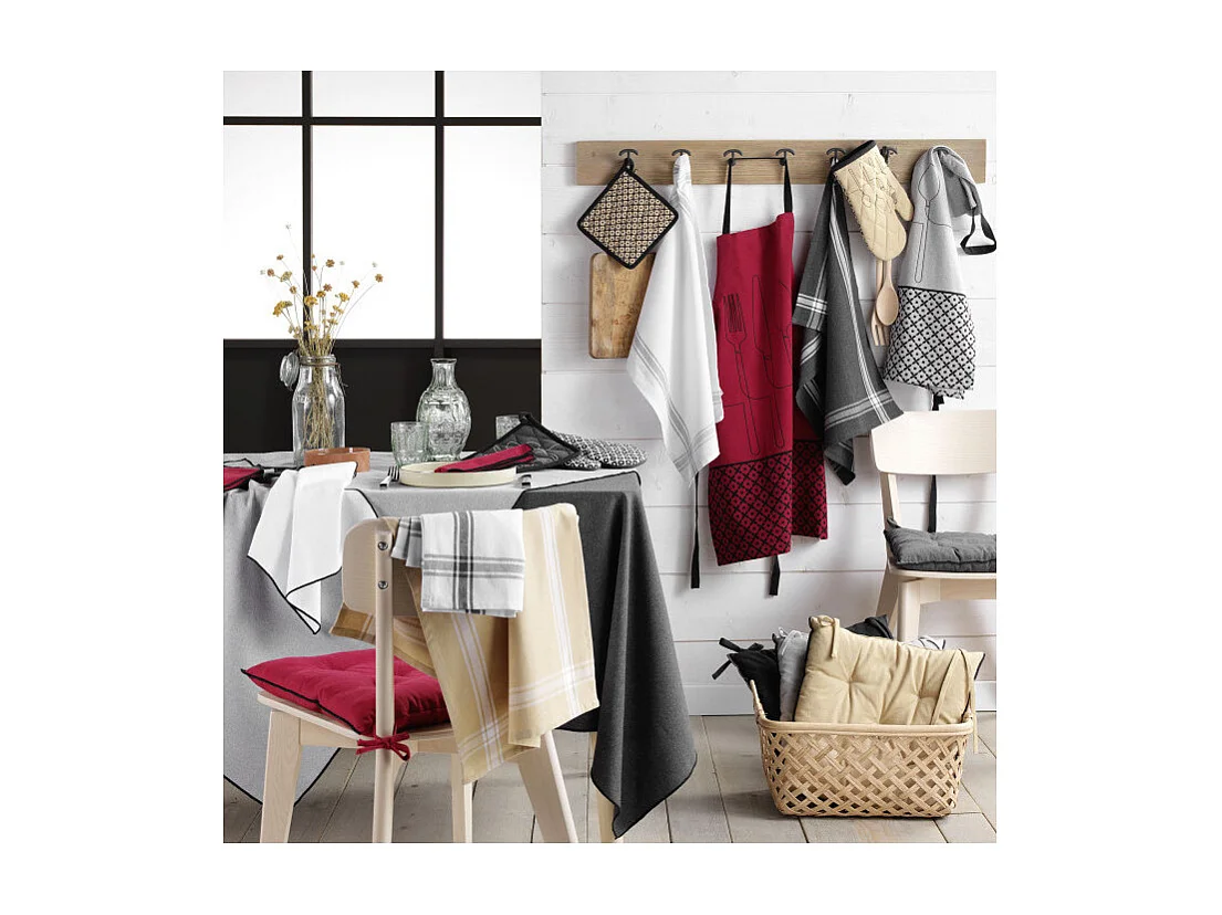 Galette de chaise en coton recyclé et bourdon apparent