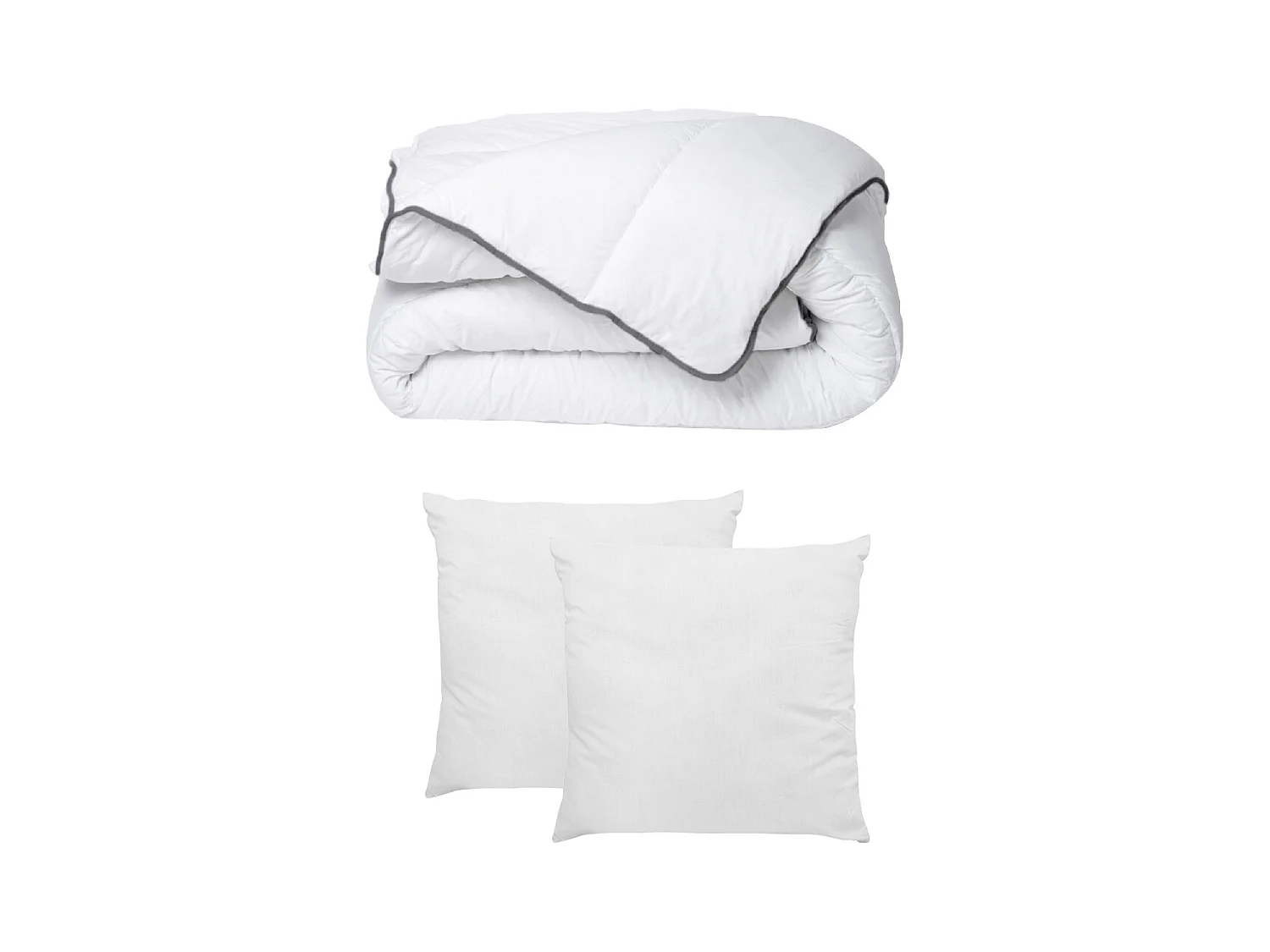 Pack Couette toucher soie 200 x 200 cm + 2 oreillers 60 x 60 cm - Blanc - BIESYA