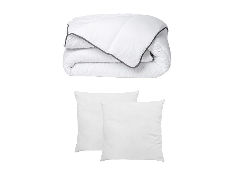 Pack de edredón tacto de seda 200 x 200 cm + 2 almohadas de 60 x 60 cm - Blanco - BIESYA