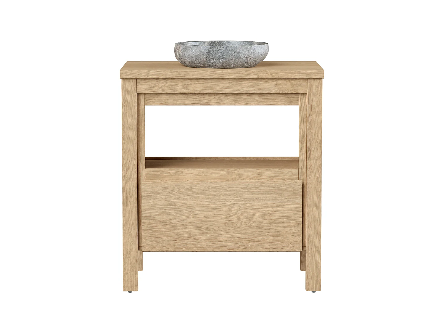 Badkamermeubel met wastafel van steen - Eiken fineer - 80 cm - COSMOTI