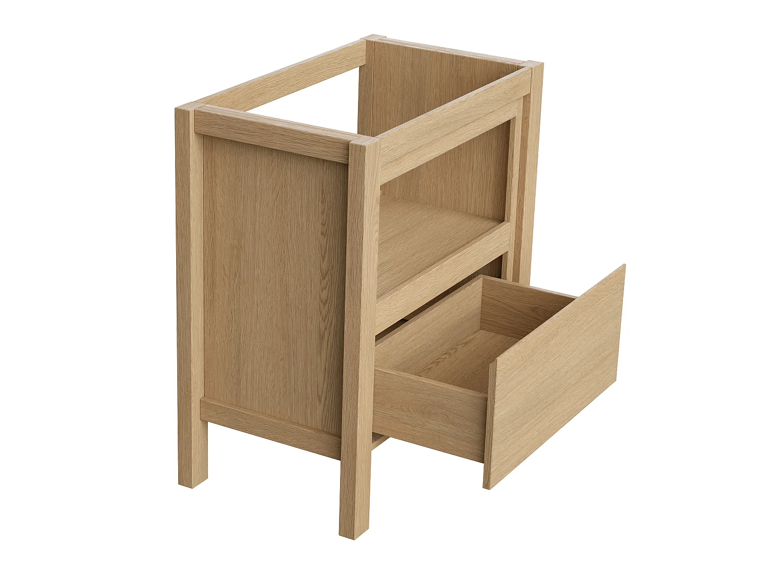 Badkamermeubel met wastafel van steen - Eiken fineer - 80 cm - COSMOTI