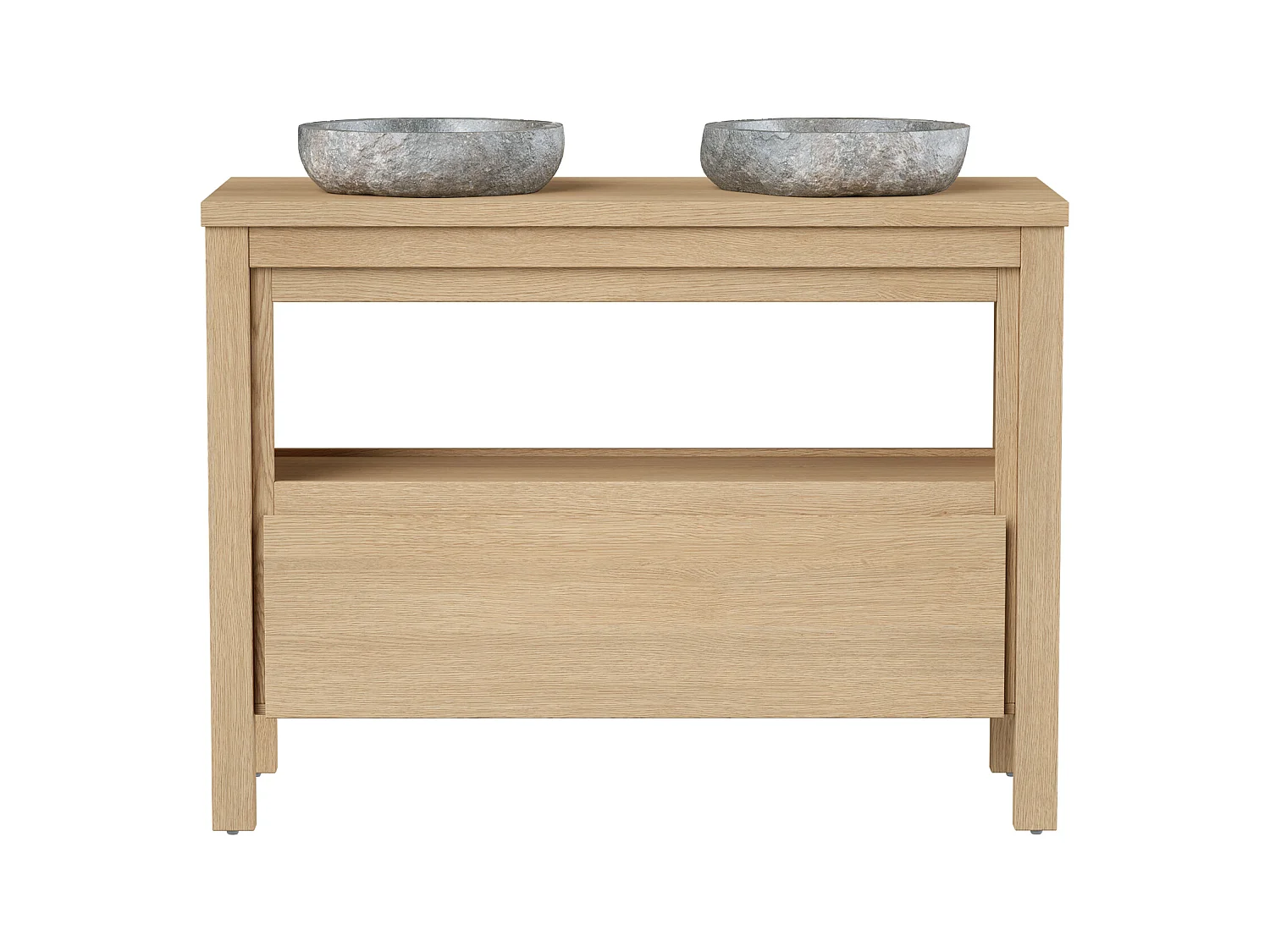 Badkamermeubel met opzetwastafel van steen - Eikenfineer - 120 cm - COSMOTI
