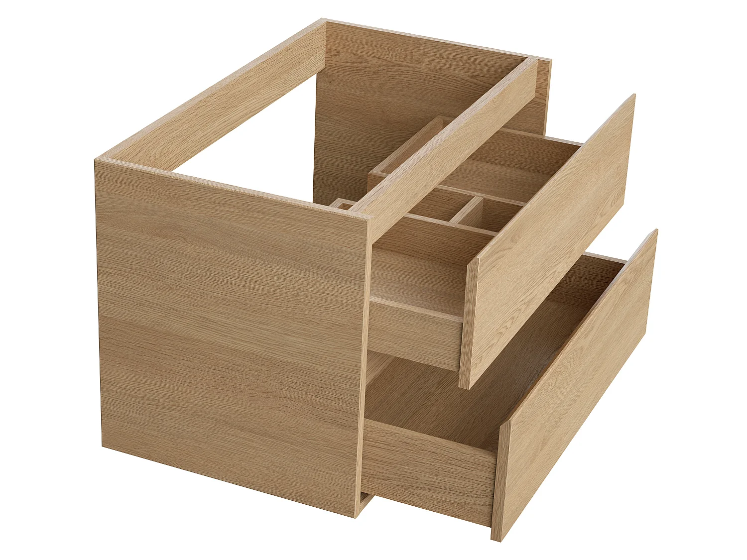 Waschbeckenunterschrank mit Aufsatzwaschtisch aus Stein - Eichenfurnier - 80 cm - MILIPAM