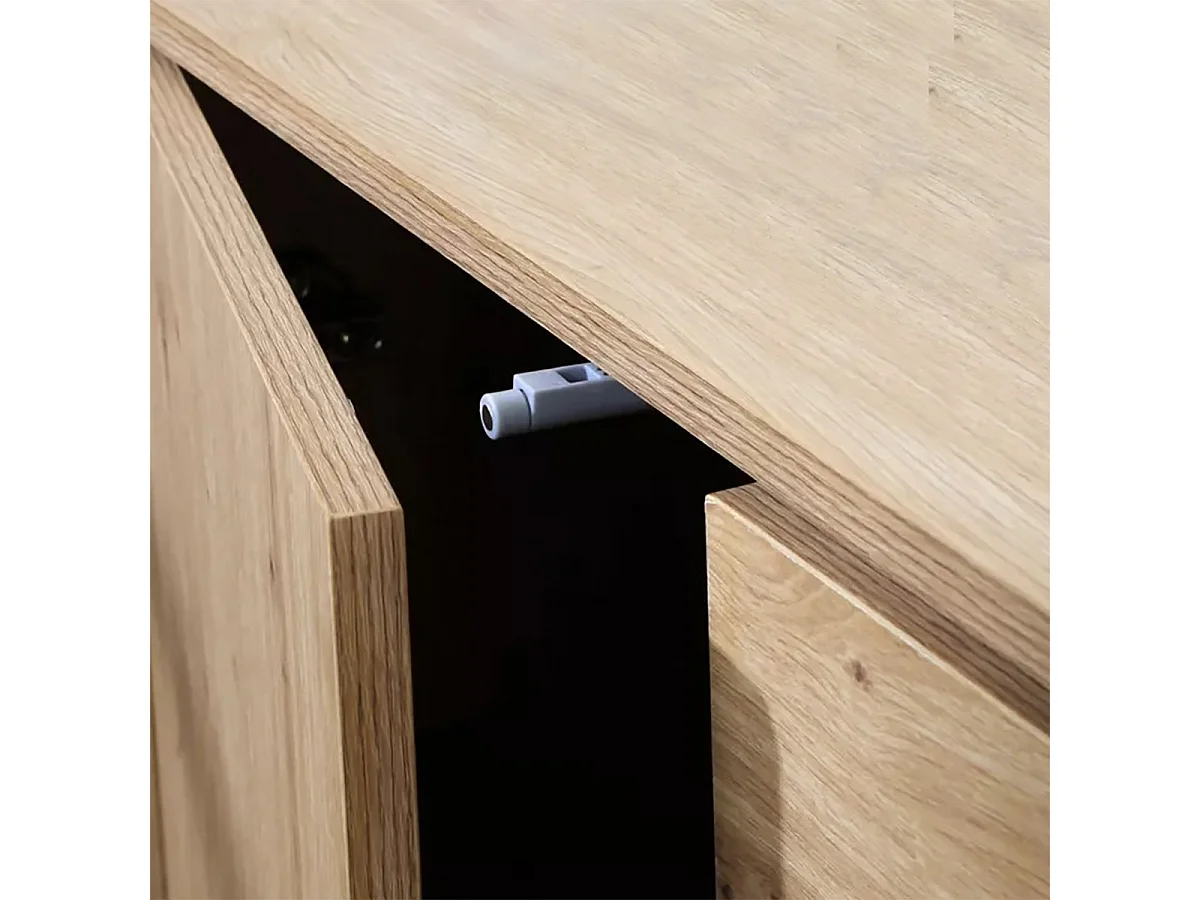 Commode 1 Porte 3 Tiroirs Décor Chêne L90 x H80 cm - LENNY