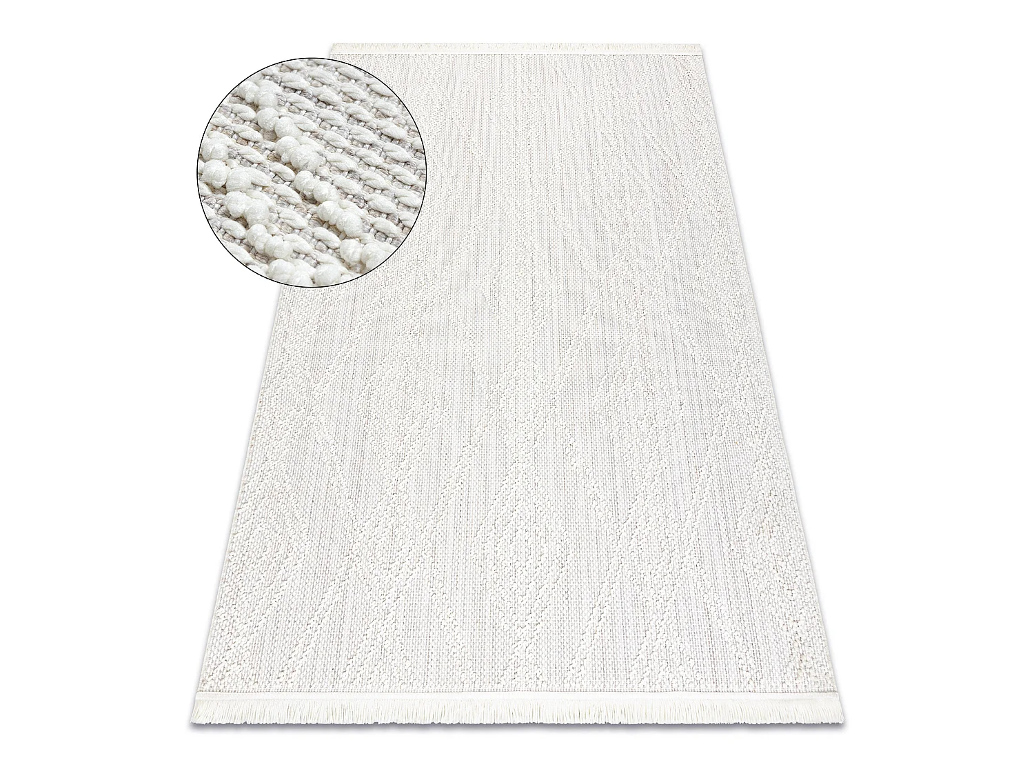 Vloerkleed NANO EN14A Diamanten, lus, platgeweven wit 140x190 cm