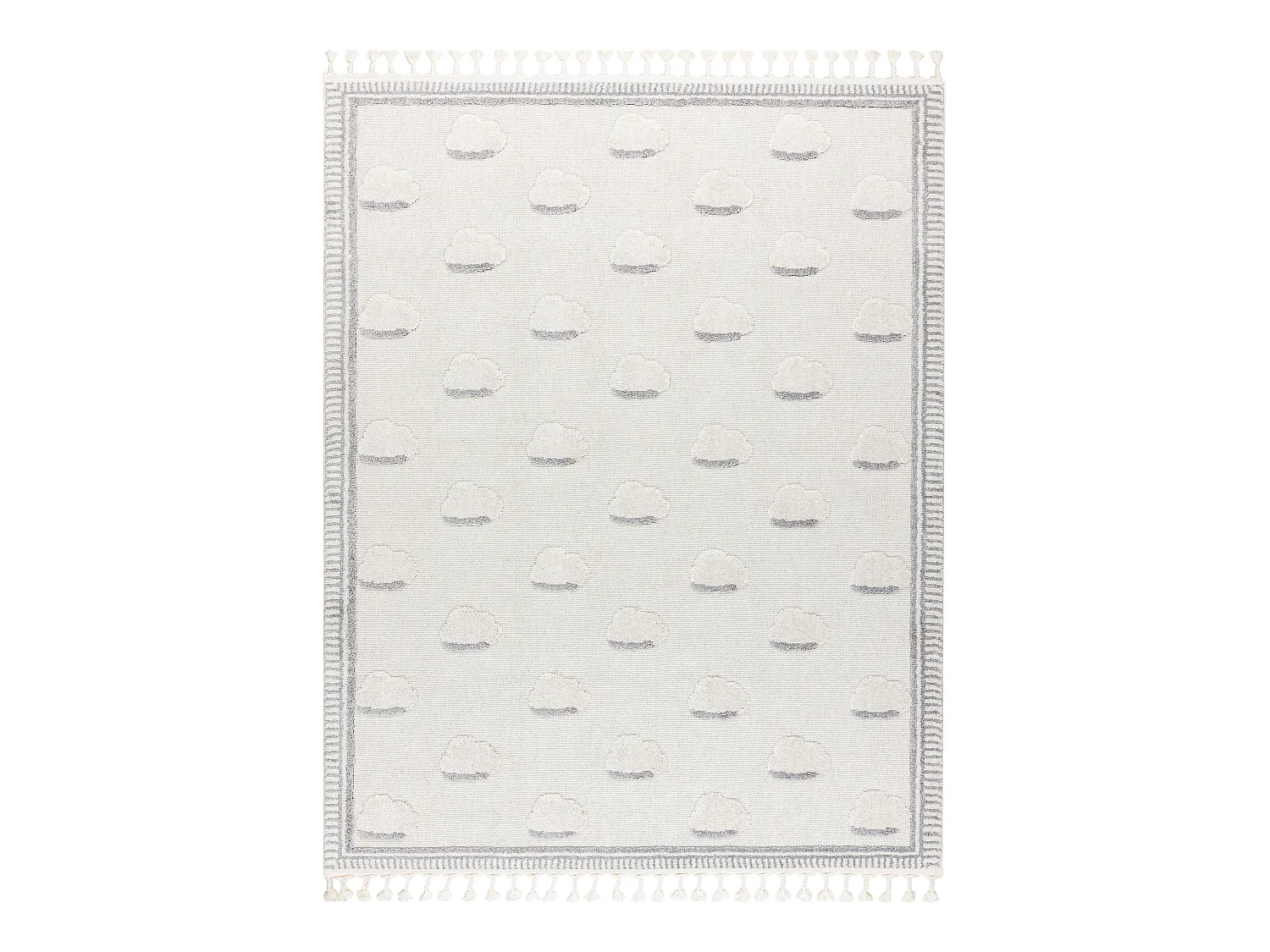 Tapis YOYO GD62 blanc / gris - Nuages en peluche pour enfants, structu 120x170 cm