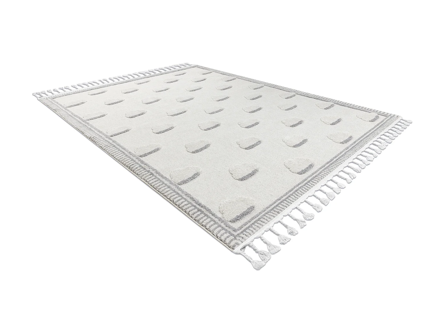 Tapis YOYO GD62 blanc / gris - Nuages en peluche pour enfants, structu 120x170 cm
