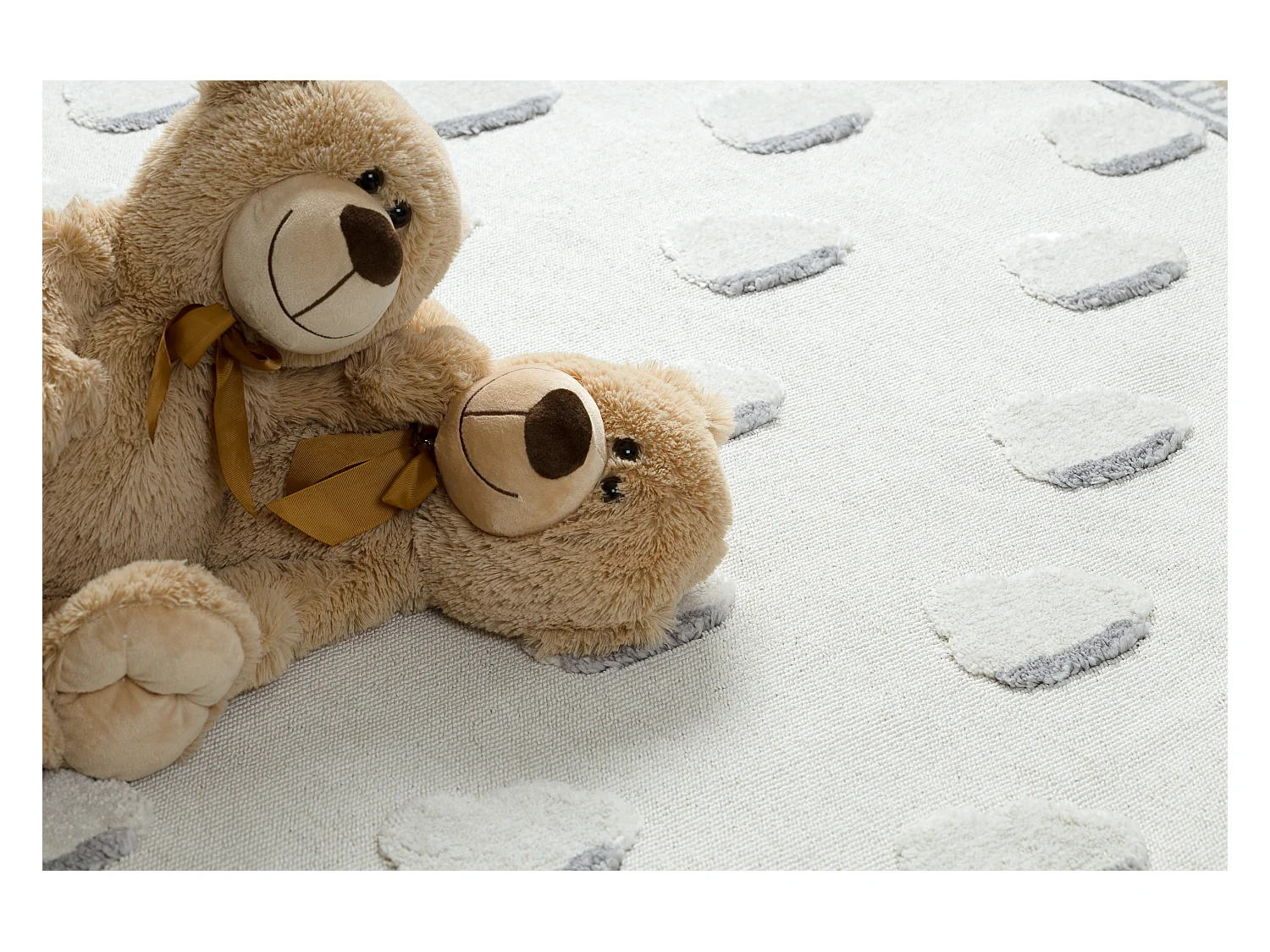 Tapis YOYO GD62 blanc / gris - Nuages en peluche pour enfants, structu 120x170 cm