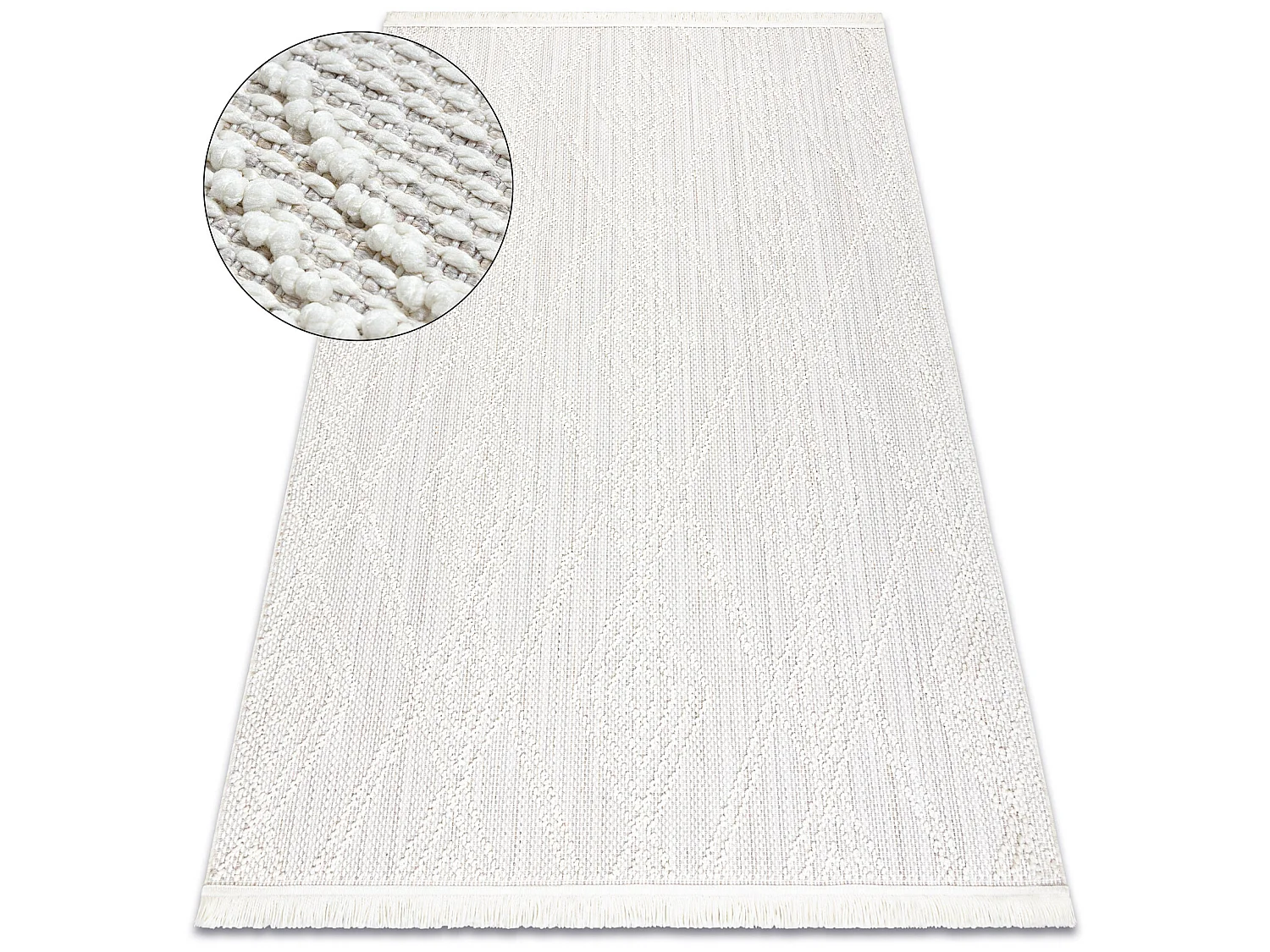 Vloerkleed NANO EN14A Diamanten, lus, platgeweven wit 120x170 cm