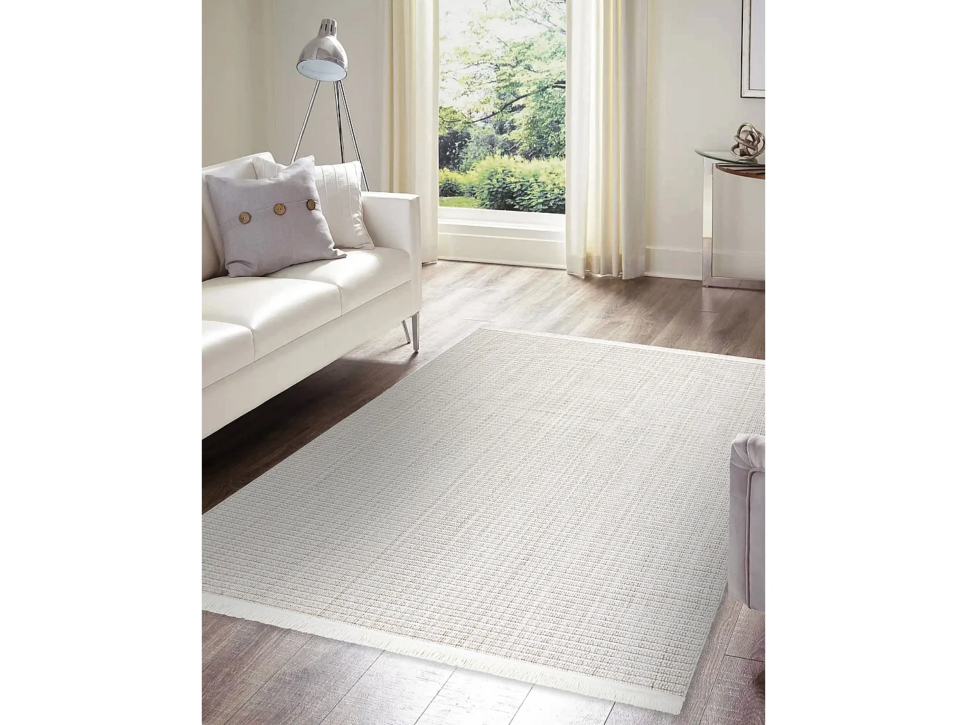 Vloerkleed NANO FH72A Melange, lus, platgeweven wit 80x150 cm