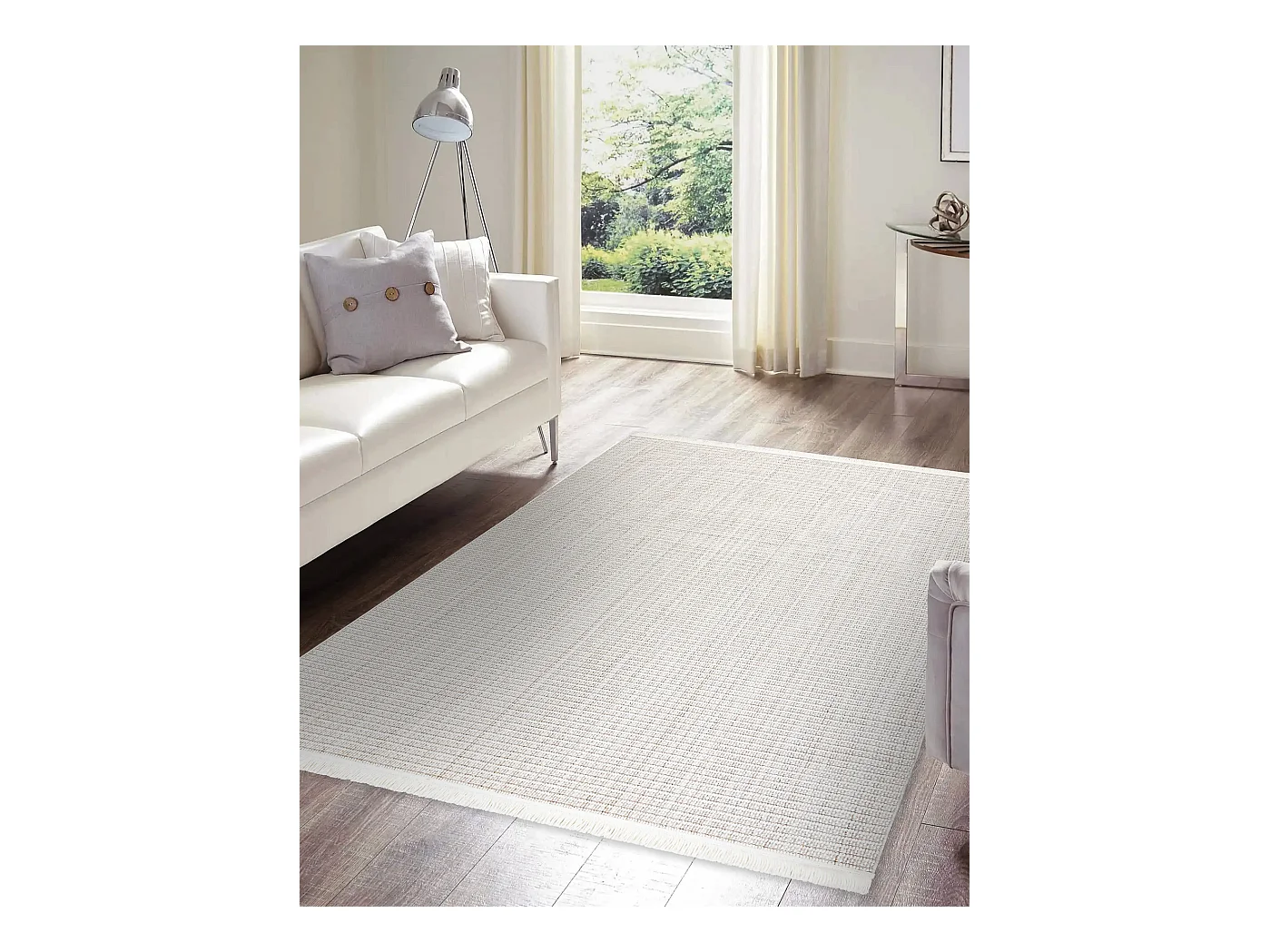 Vloerkleed NANO FH72A Melange, lus, platgeweven wit 180x270 cm