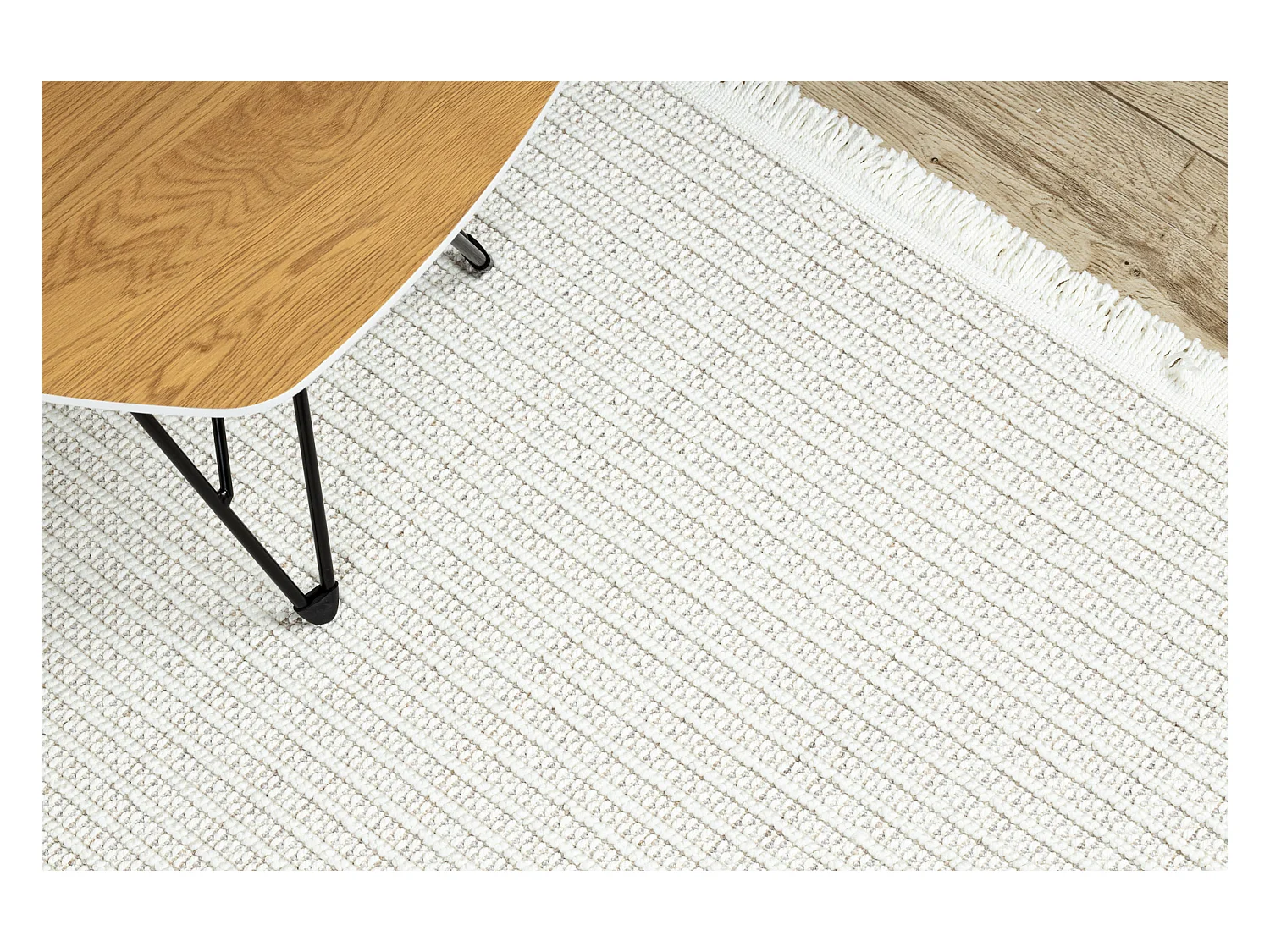 Vloerkleed NANO FH72A Melange, lus, platgeweven wit 180x270 cm