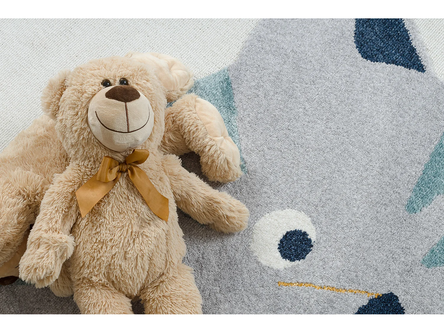 Tapis YOYO GD80 blanc / gris - Tigre en peluche pour enfants, structur 120x170 cm