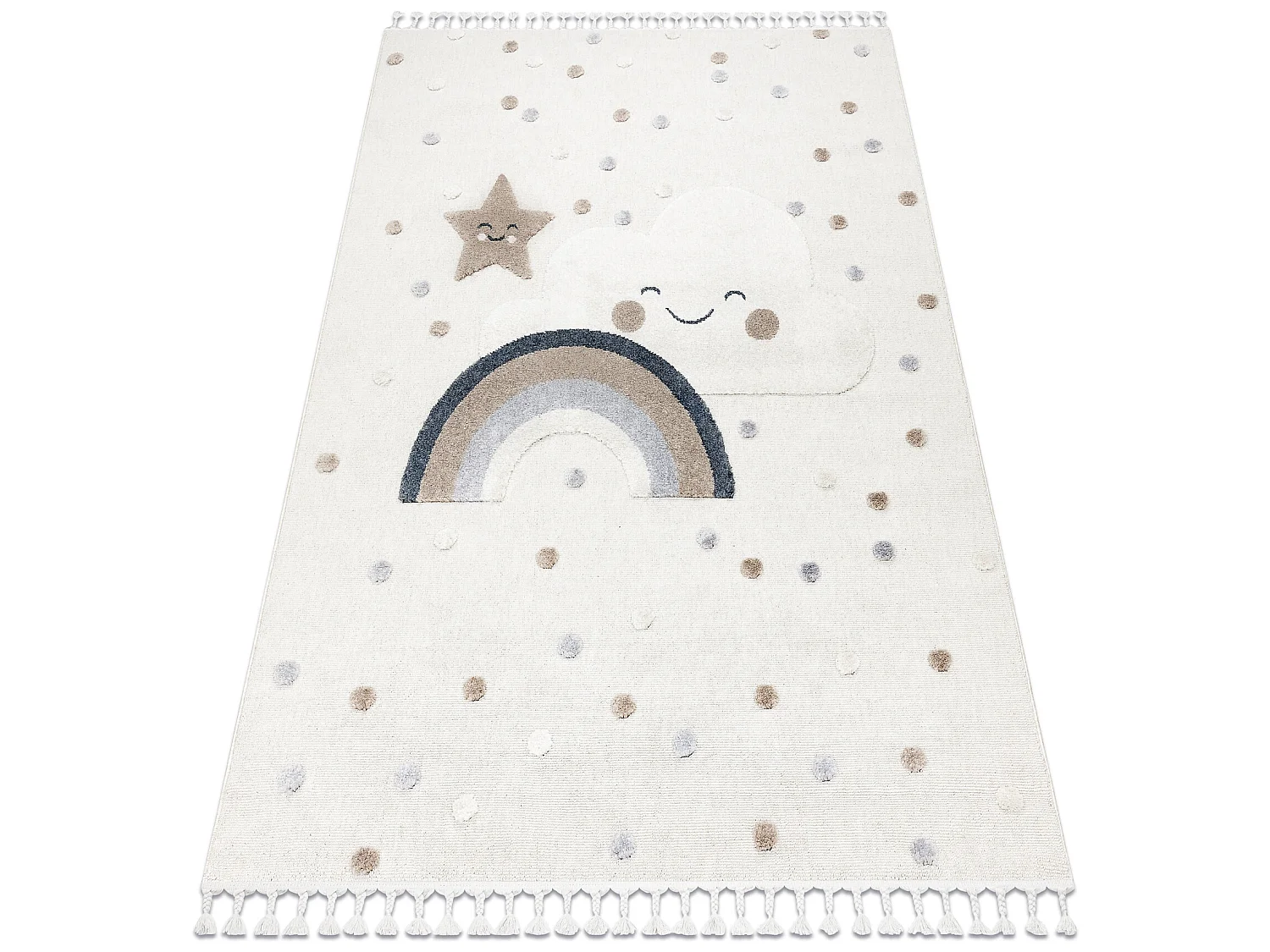 Teppich YOYO EY78 weiß / beige - Wolke, Regenbogen, Punkte für Kinde 200x290 cm